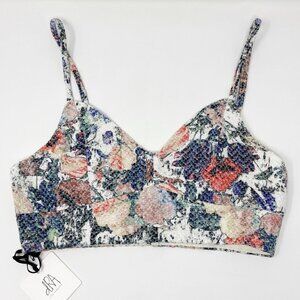 DRA | Multicolor Floral Textured Bralette Crop Top Small